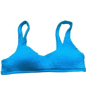 Victoria's Secret Blue Smocked Bikini‎ Top Swimsuit Bathing Suit Large